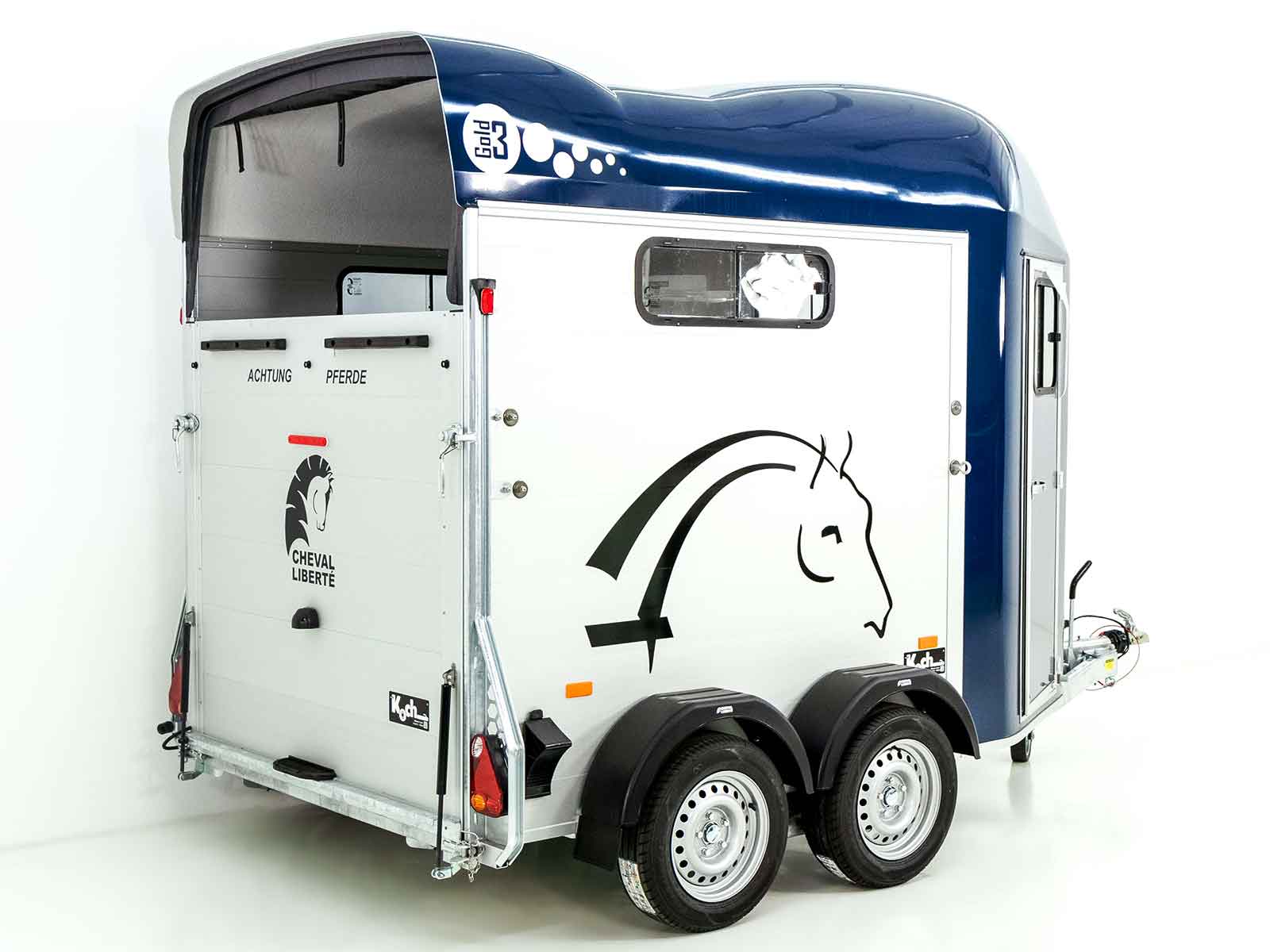 Cheval Liberte Pferdeanhänger GOLD 3 | Premium | Pullman 2 | Sattelkammer | blau-Neu