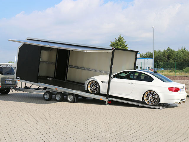 Vezeko Autotrailer Cargo Race Master 230×550 cm H210 cm 3,5t | E-Winde | silber-Neu