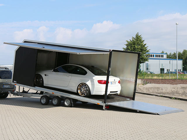 Vezeko Autotrailer Cargo Race Master 230×550 cm H210 cm 3,5t | E-Winde | silber-Neu