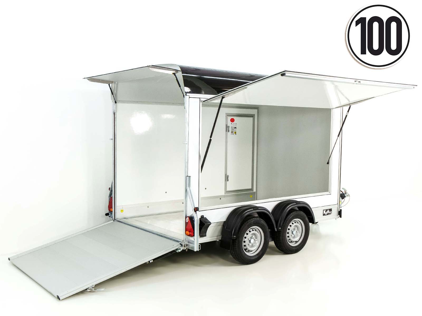 Debon Kofferanhänger C500 Sandwich 164x300cm H:200cm 2,0t | Alu | Polybug | Tür | Schwarz-Neu