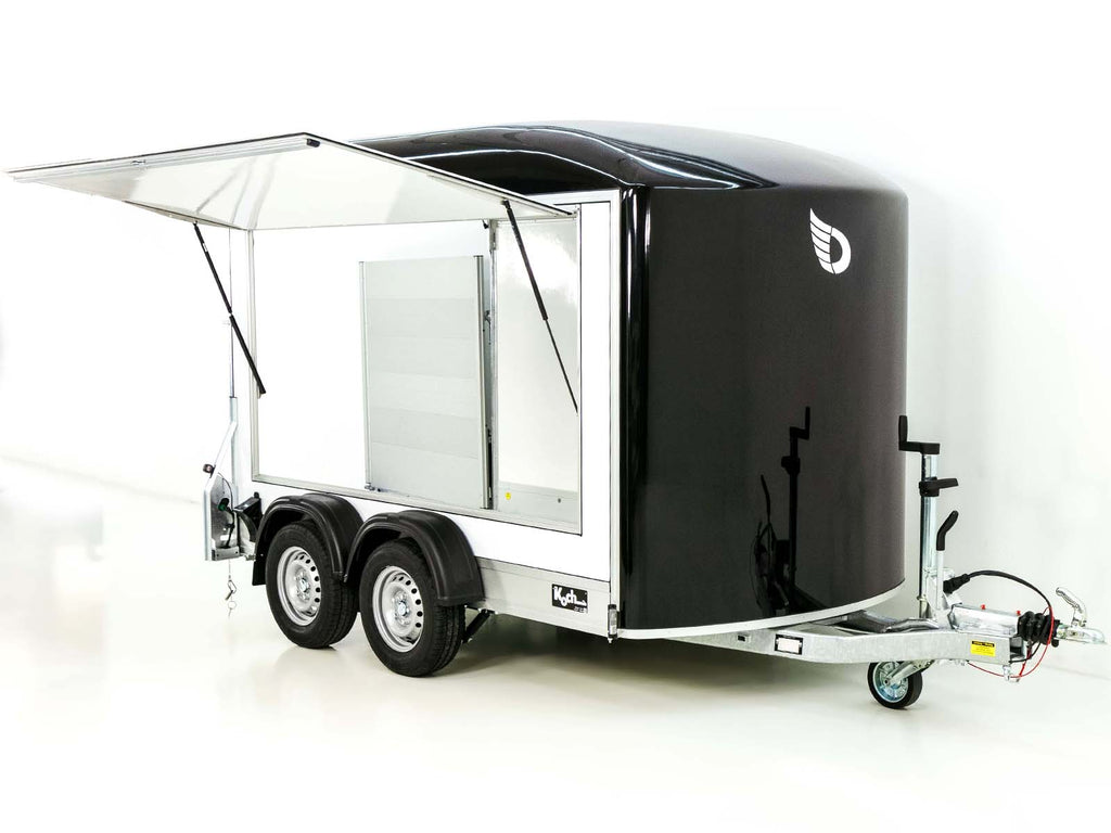 Debon Kofferanhänger C500 Sandwich 164x300cm H:200cm 2,0t | Alu | Polybug | Tür | Schwarz-Neu