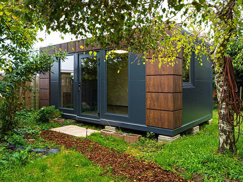 Gartenbüro 5×3 Helsinki mit WC und Küche auf der linken Seite
