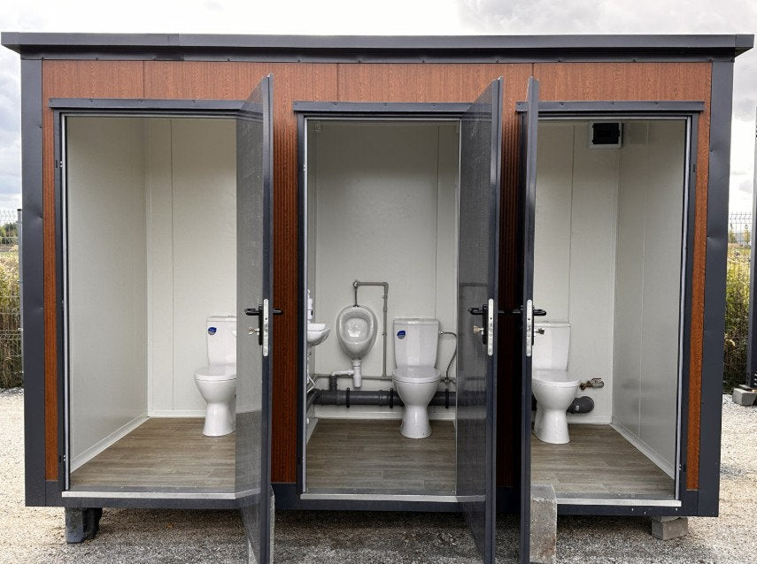 Neuer Sanitärpavillon – 3 Separate Kabinen, WC, Urinal, Waschbecken