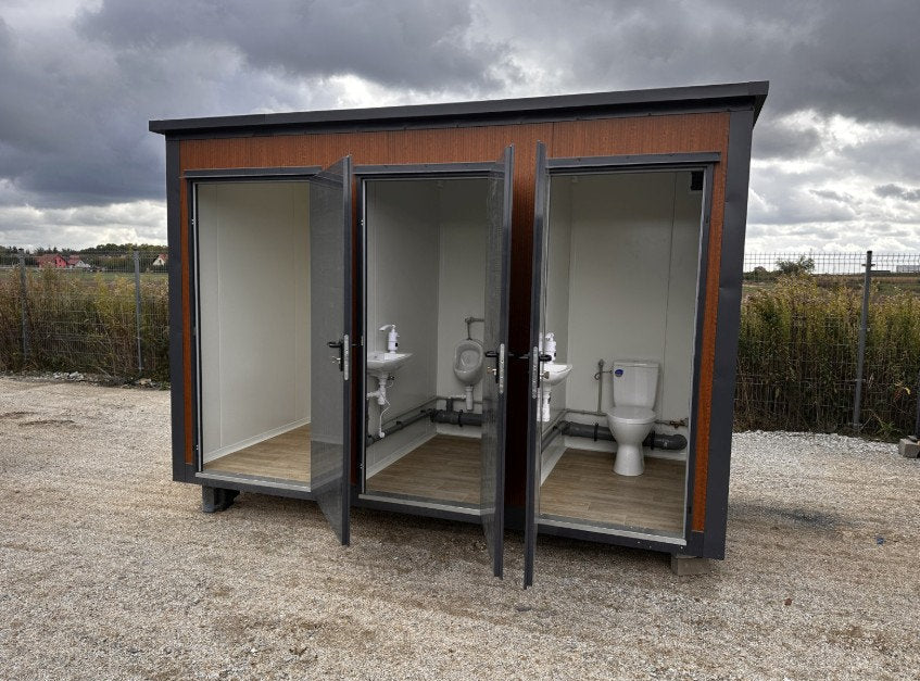 Neuer Sanitärpavillon – 3 Separate Kabinen, WC, Urinal, Waschbecken